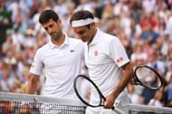 Novak Djokovic and Roger Federer at the 2019 Wimbledon Championships